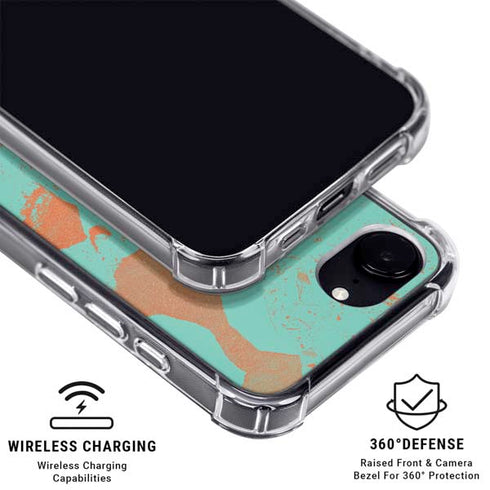 Turquoise and Orange Marble iPhone 16e MagSafe Case