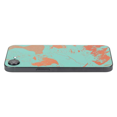 Turquoise and Orange Marble iPhone 16e Skin