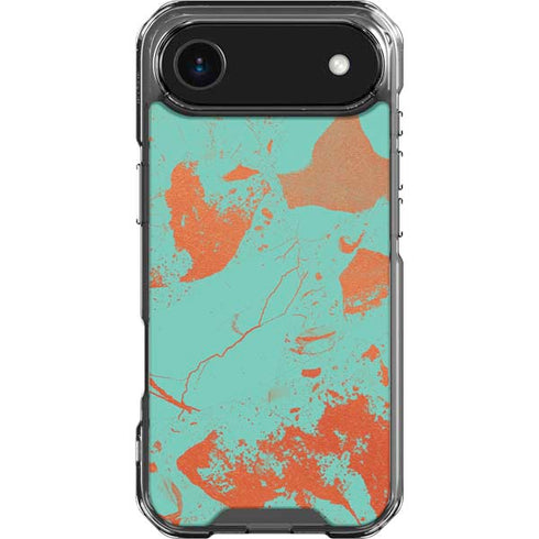 Turquoise and Orange Marble iPhone 17 Air Clear Case