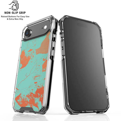 Turquoise and Orange Marble iPhone 17 Air Clear Case