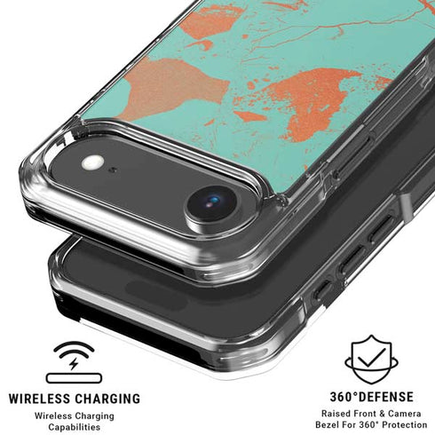 Turquoise and Orange Marble iPhone 17 Air MagSafe Case