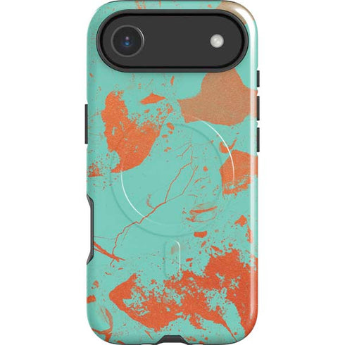 Turquoise and Orange Marble iPhone 17 Air Magsafe Impact Case