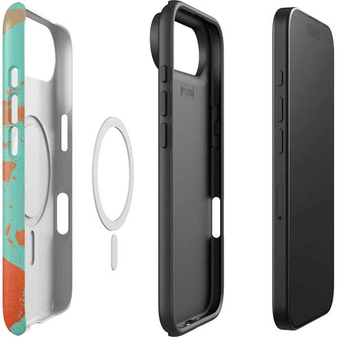 Turquoise and Orange Marble iPhone 17 Air Magsafe Impact Case