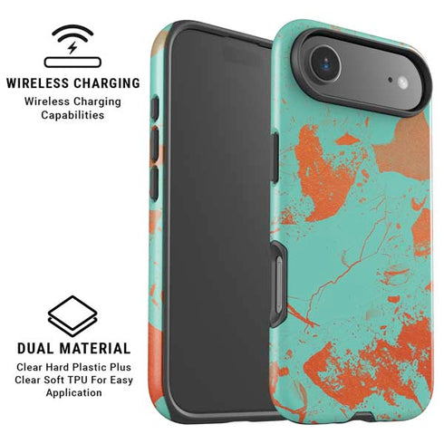 Turquoise and Orange Marble iPhone 17 Air Magsafe Impact Case