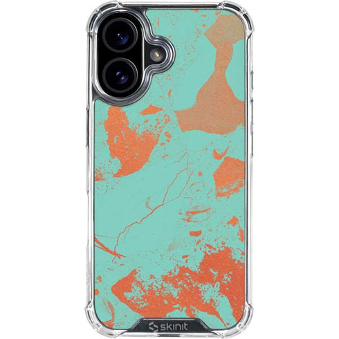 Turquoise and Orange Marble iPhone 17 Clear Case