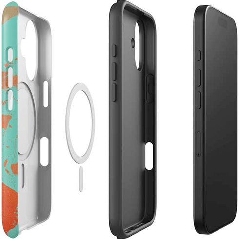 Turquoise and Orange Marble iPhone 17 Magsafe Impact Case