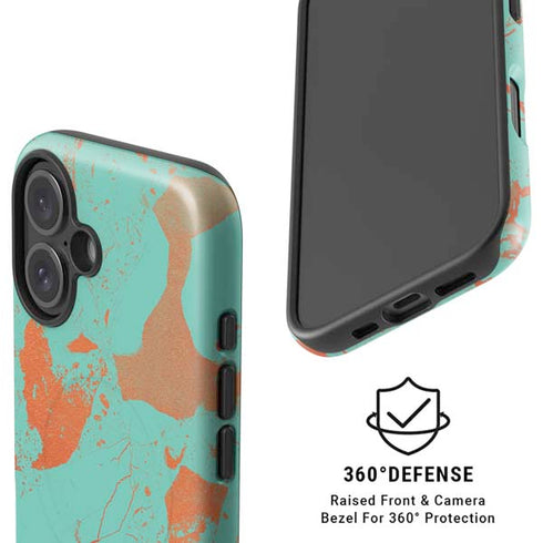 Turquoise and Orange Marble iPhone 17 Magsafe Impact Case
