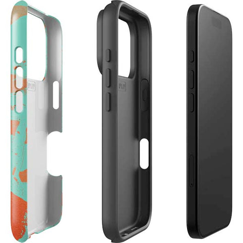 Turquoise and Orange Marble iPhone 17 Pro Impact Case