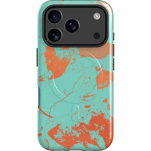 Turquoise and Orange Marble iPhone 17 Pro Magsafe Impact Case