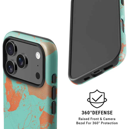 Turquoise and Orange Marble iPhone 17 Pro Magsafe Impact Case