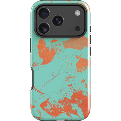 Turquoise and Orange Marble iPhone 17 Pro Max Impact Case