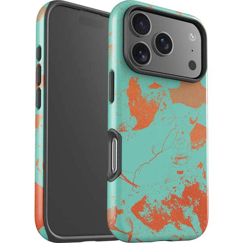 Turquoise and Orange Marble iPhone 17 Pro Max Impact Case