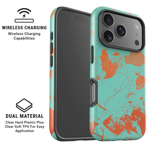 Turquoise and Orange Marble iPhone 17 Pro Max Magsafe Impact Case