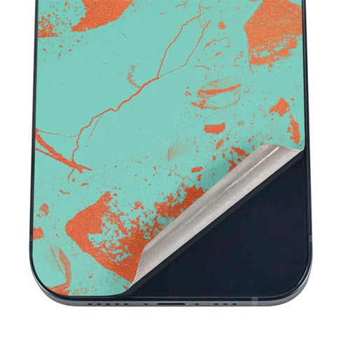 Turquoise and Orange Marble iPhone 17 Skin