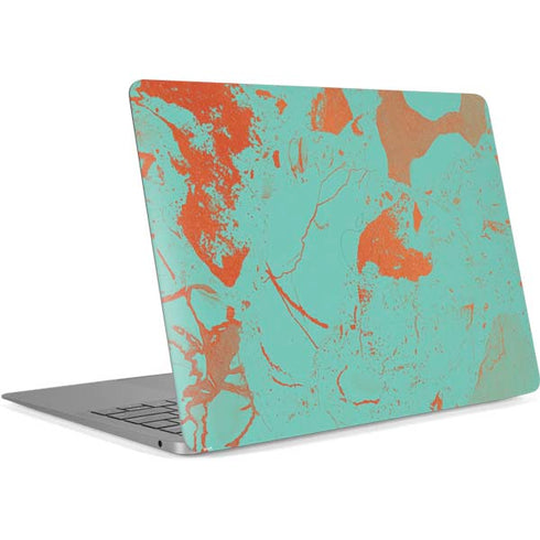 Turquoise and Orange Marble Apple MacBook Air Skin