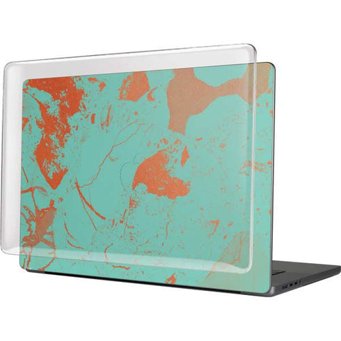 Turquoise and Orange Marble MacBook Cases