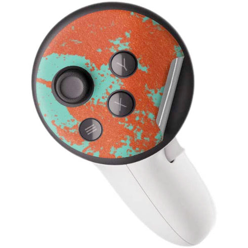 Turquoise and Orange Marble Meta Quest 3S Skin