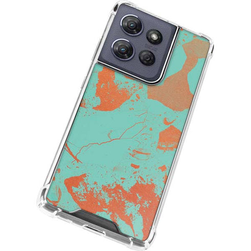Turquoise and Orange Marble Moto G 5G (2025) Clear Case