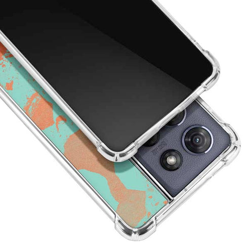 Turquoise and Orange Marble Moto G 5G (2025) Clear Case