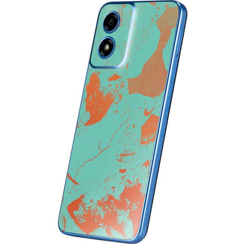 Turquoise and Orange Marble Moto G Play 4G (2024) Skin