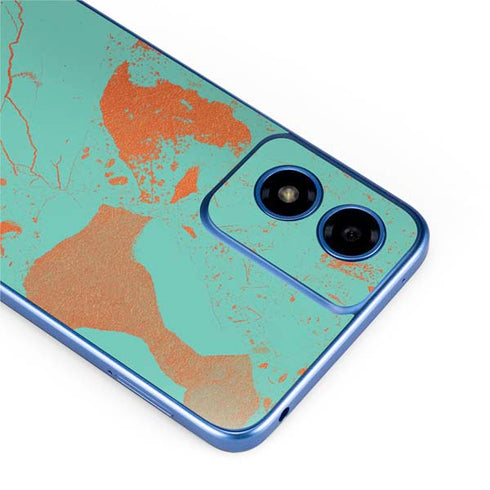 Turquoise and Orange Marble Moto G Play 4G (2024) Skin