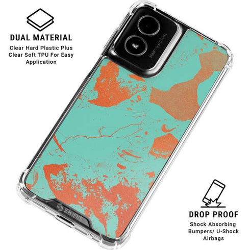 Turquoise and Orange Marble Moto G Power 5G (2024) Clear Case