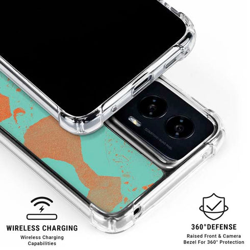 Turquoise and Orange Marble Moto G Power 5G (2024) Clear Case