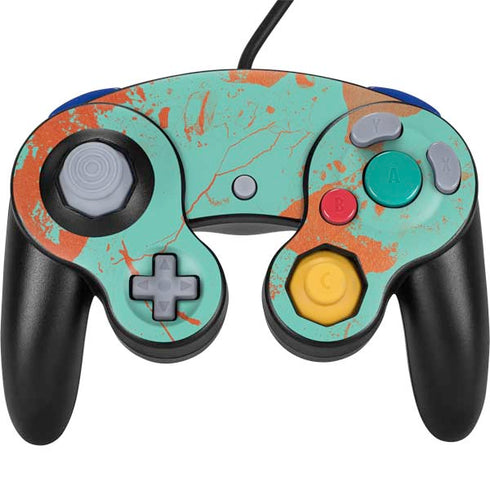 Turquoise and Orange Marble Nintendo Skins
