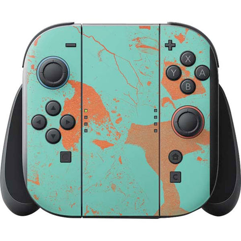 Turquoise and Orange Marble Nintendo Switch 2 (2025) with Joy-Con Skin