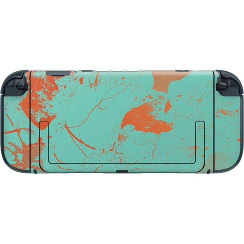 Turquoise and Orange Marble Nintendo Switch 2 (2025) with Joy-Con Skin