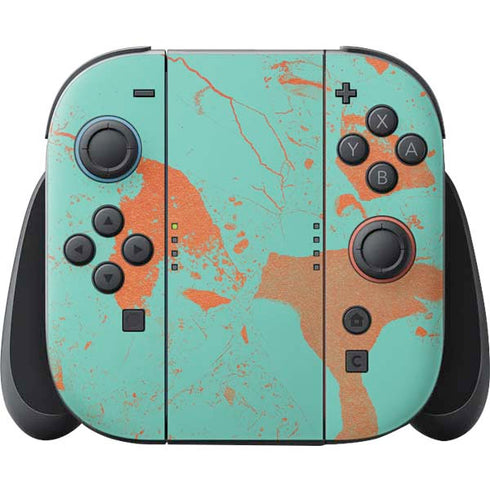 Turquoise and Orange Marble Nintendo Skins