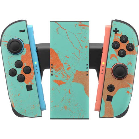 Turquoise and Orange Marble Nintendo Switch 2 (2025) Joy-Con Controller Skin