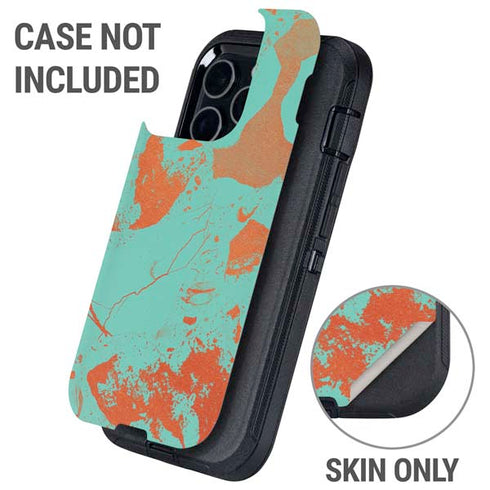 Turquoise and Orange Marble Otterbox Defender iPhone Skin