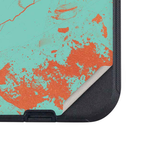 Turquoise and Orange Marble Otterbox Defender iPhone Skin