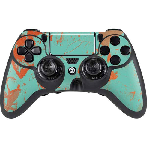 Turquoise and Orange Marble PlayStation PS4 Skins