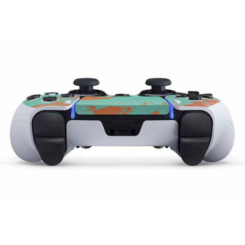 Turquoise and Orange Marble PS5 DualSense Edge Pro Controller Skin