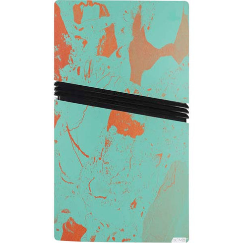 Turquoise and Orange Marble PS5 Pro Console Skin