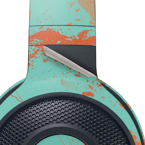 Turquoise and Orange Marble Razer Kraken X Skin