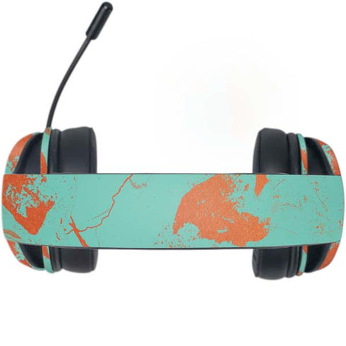 Turquoise and Orange Marble Razer Kraken X Skin