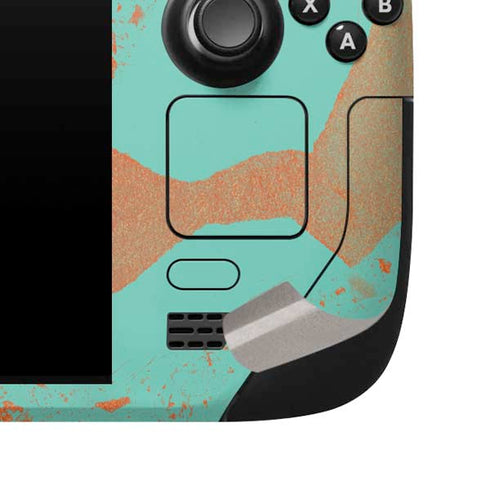 Turquoise and Orange Marble Steam Deck Handheld Gaming Computer Skin