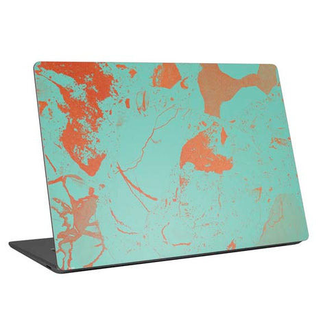 Turquoise and Orange Marble Laptop Skins