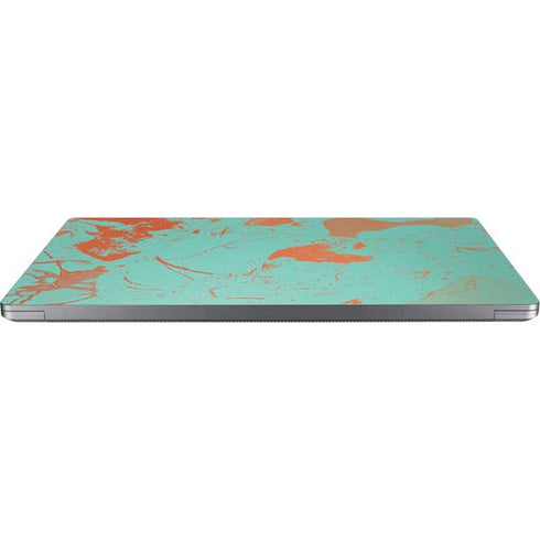 Turquoise and Orange Marble Laptop Skins