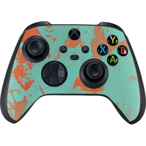 Turquoise and Orange Marble Xbox Series X Bundle Skin