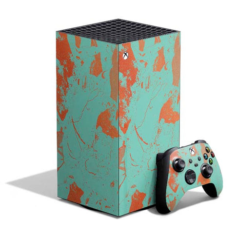 Turquoise and Orange Marble XBox Series X Digital Edition Bundle Skin