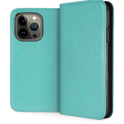 Turquoise Blue Solid iPhone 14 Pro Folio Case