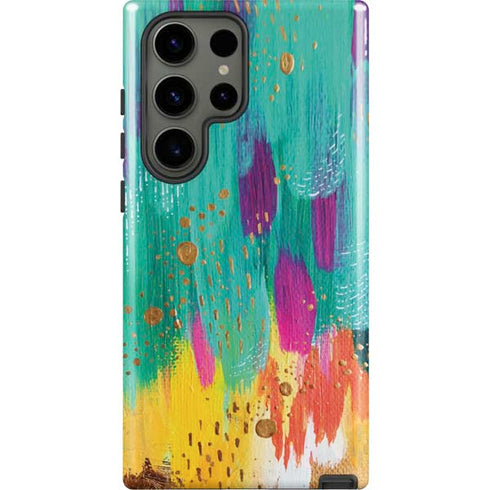 Turquoise Brush Stroke by Etta Vee Galaxy S23 Ultra Pro Case