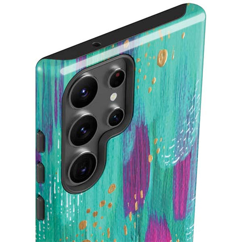 Turquoise Brush Stroke by Etta Vee Galaxy S23 Ultra Pro Case