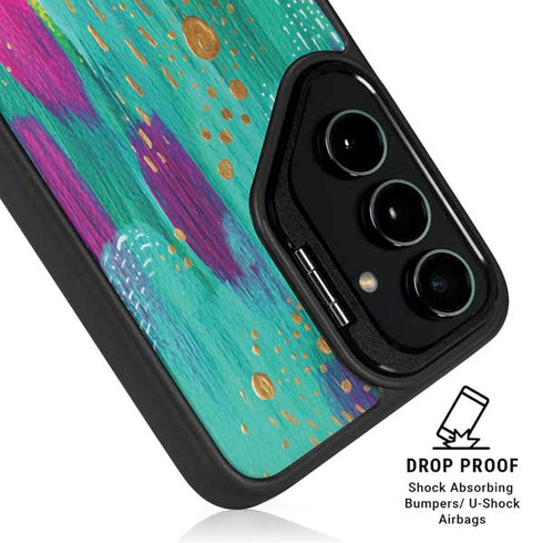 Turquoise Brush Stroke by Etta Vee Galaxy S24 FE Kickstand Case
