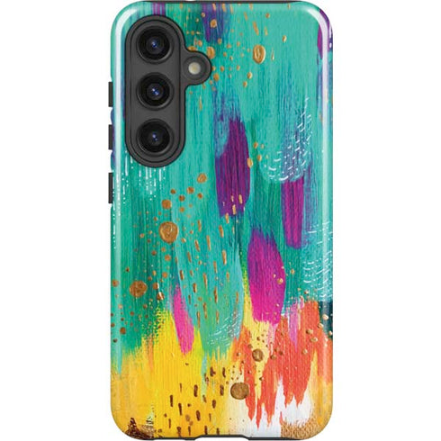 Turquoise Brush Stroke by Etta Vee Galaxy S25 Impact Case