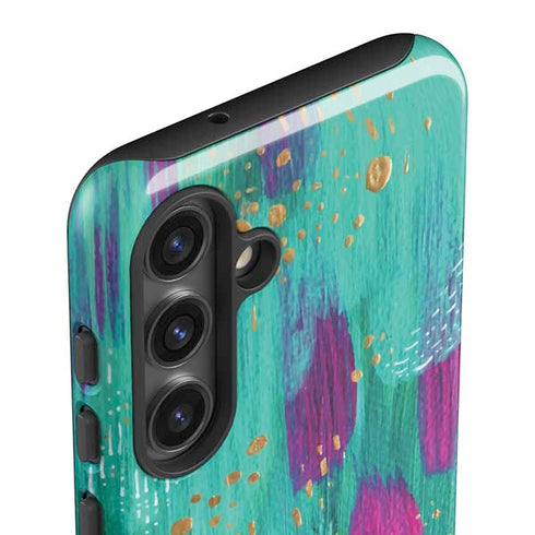 Turquoise Brush Stroke by Etta Vee Galaxy S25 Impact Case